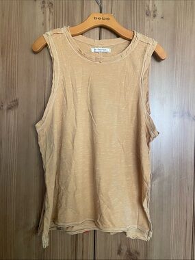 Free People Washed Tan Apricot Sleeveless Muscle Tee Tank M GUC